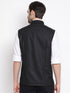 Men's Black Cotton Silk Blend Nehru Jacket